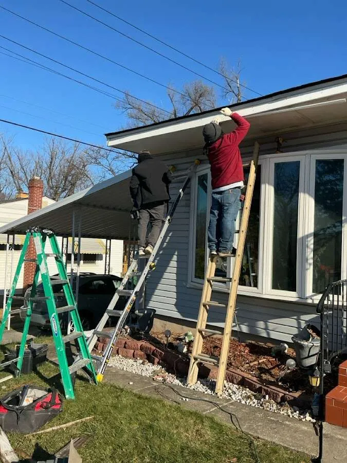 Restoration crew performing exterior repair in Morton